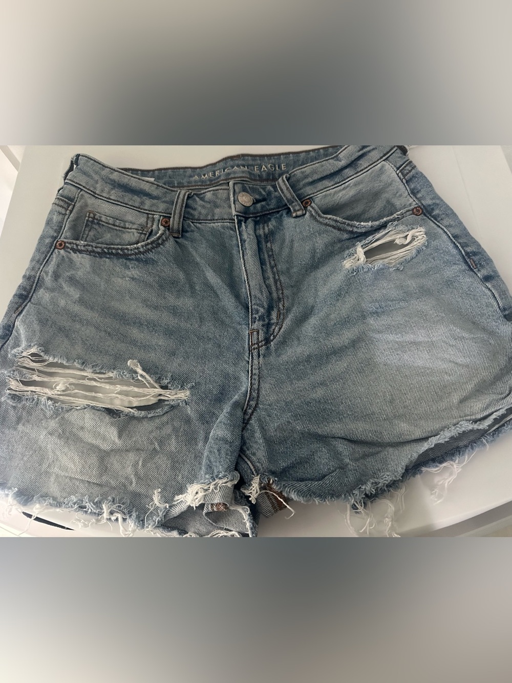 American Eagle Outfitters Light Blue Distressed Denim Cutoff Shorts